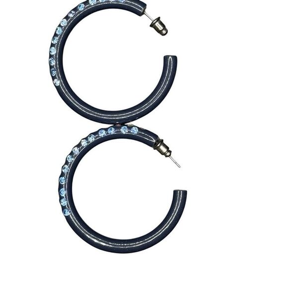 Caché navy hoops with multi color crystal detail - Picture 2 of 5